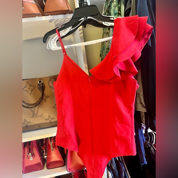 NWOT Red Ruffle Bodysuit - Picture 5 of 7